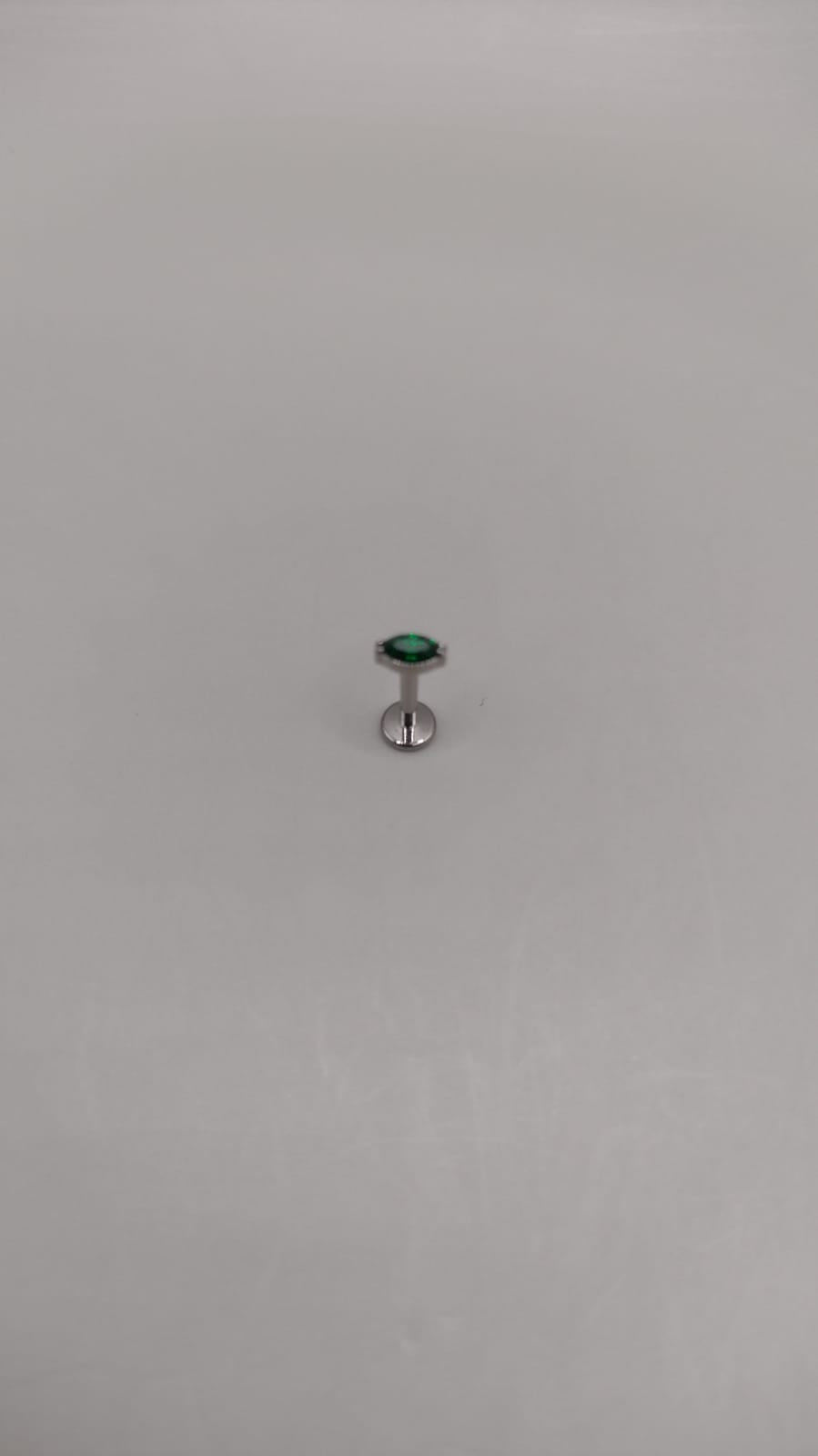 Piercing zirconia verde plateado