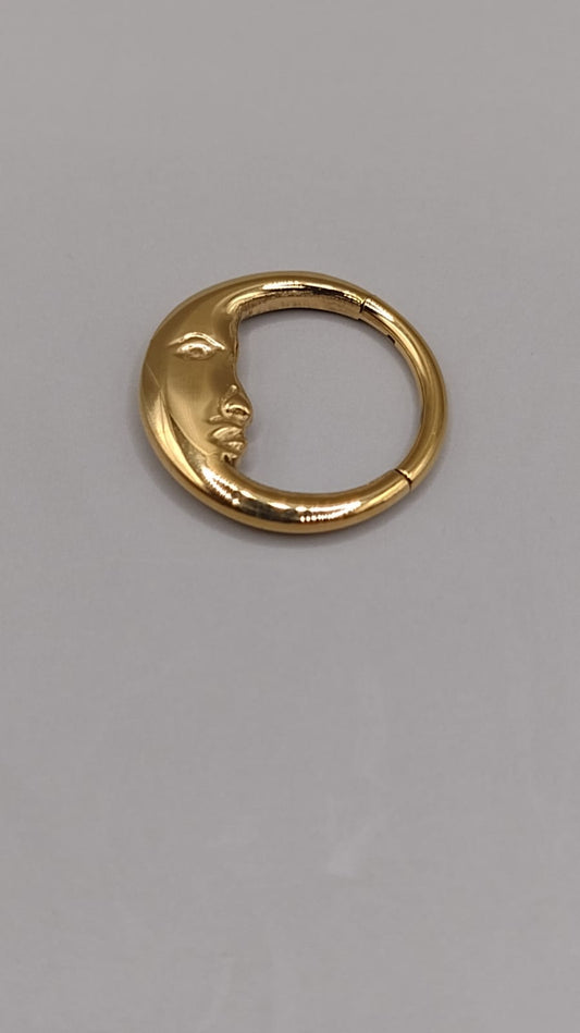 Piercing argolla luna dorada