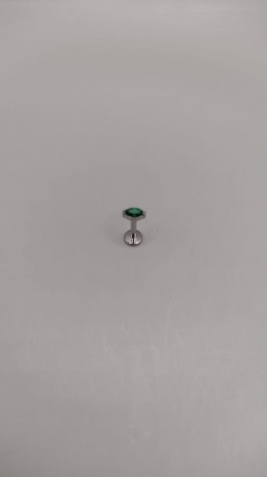 Piercing zirconia verde plateado