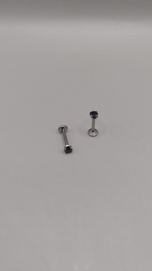 Piercing zirconia negra plateada